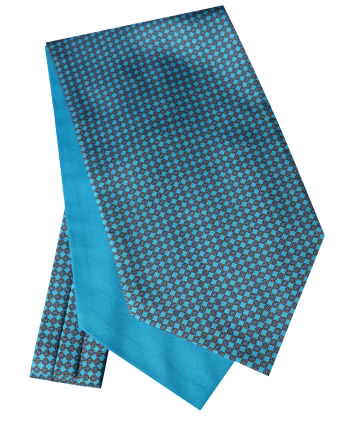 Fine Silk Gold Links Design Cravat in Light Blue